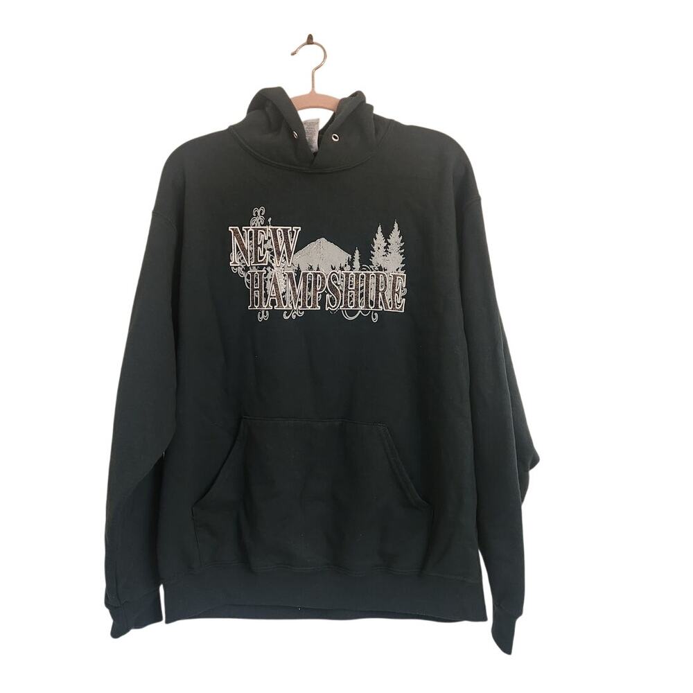 New Hampshire Hooded Sweatshirt Glitter Granola Girl Forest Green  L * Flaw
